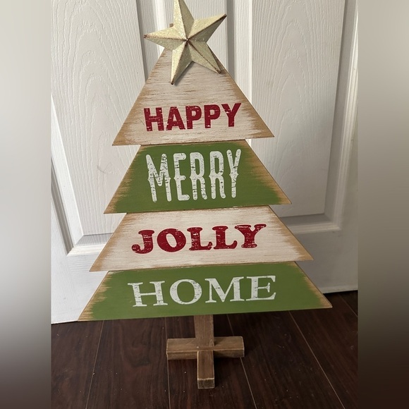 Hallmark “Happy Merry Jolly Home” 2ft Christmas tree standing decor - Picture 1 of 5